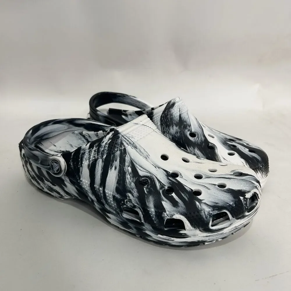 Crocs Classic Clog Slip-On “Marbled White Black”